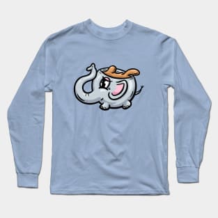 Elephant Cute Coffee Cup Cartoon Illustration Long Sleeve T-Shirt